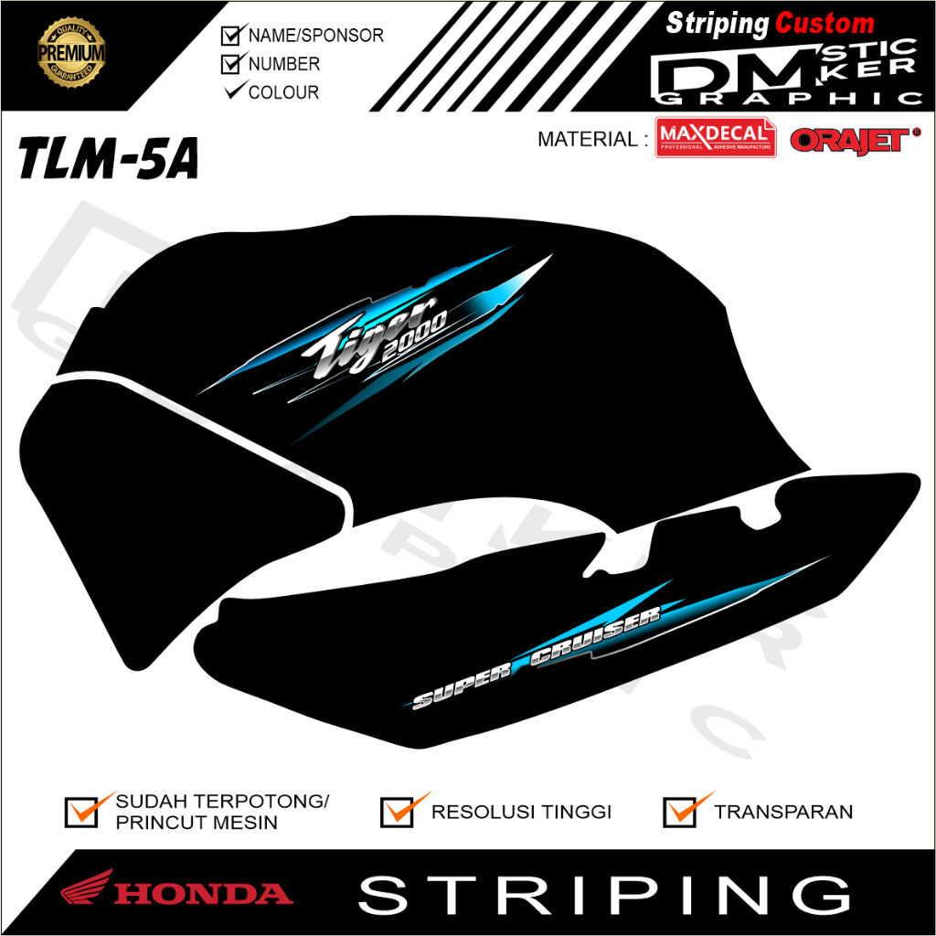 HONDA TIGER 2000 TILAM VARIATION STRIPING PREMIUM MATERIAL OLD TIGER MOTORCYCLE VARIATION CODE TLM-5