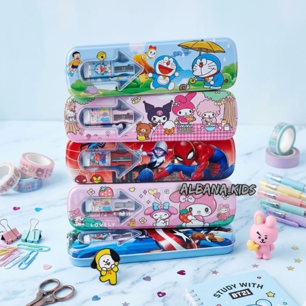 ชุดกล่องดินสอขายปลีก ATk Metallic Can Boy Girl Character Stack 2
