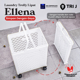 Keranjang Laundry Lipat Portable Plastik Keranjang Baju Kotor Lipat dengan Roda Laundry Basket Trolly Serbaguna Hemat Ruang