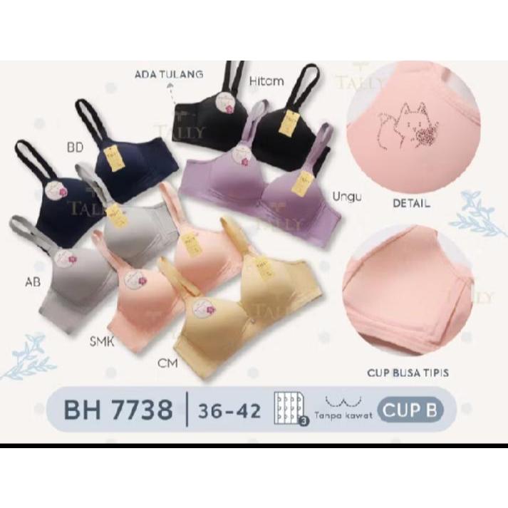 TALLY BRA BH 7738 I DAILY BRA I CUP BI THIN FOAM I WIRELESS I FULL CUP l HOOK 3 I SIZE 36 - 42