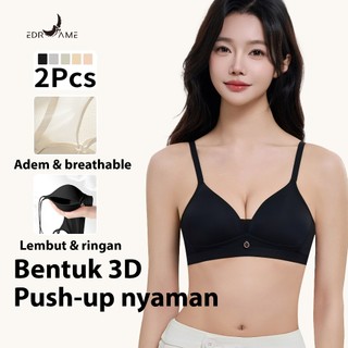 EDRAME Paket Hemat 2Pcs Bra Seamless Push Up Nyaman Tanpa Kawat Bra Wanita Premium Halus Efek Slim Fit Rapi Anti Geser 659