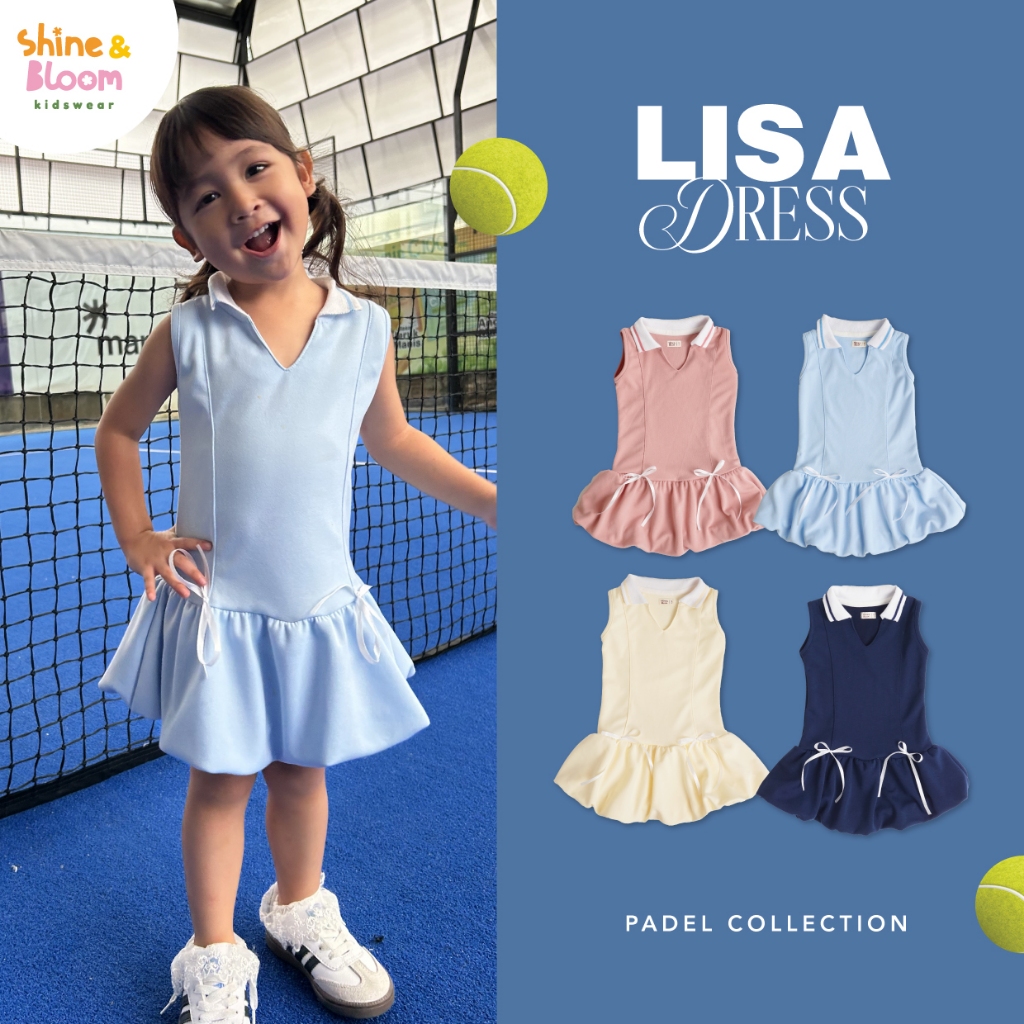 Shine & Bloom Polo Dress Sport Padel ชุดเทนนิสชุดกีฬาสําหรับเด็ก 1-8 ปี Lisa