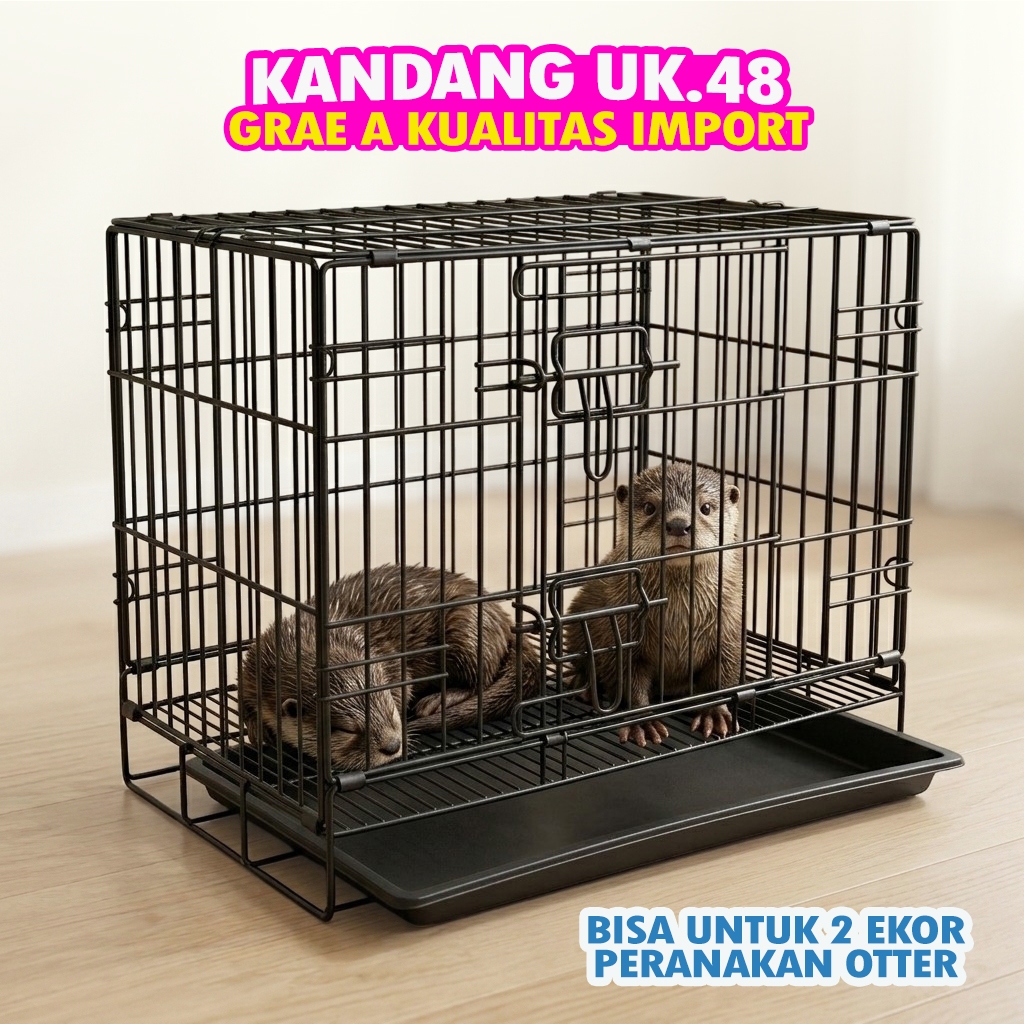 PREMIUM THICK นําเข้า OTTER CAGE UK.48 - ฟรีแท็ก NAME, TRAY - UK.48 X 30 X 38, สามารถพับได้