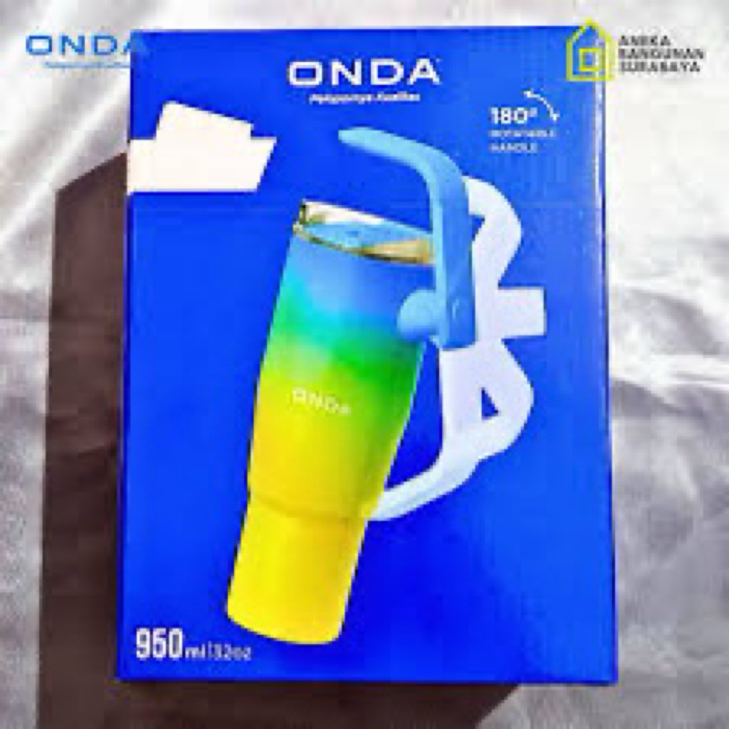 แก้วน้ําสแตนเลส 950 มล./ขวดน้ําสําหรับน้ําร้อน-เย็น โลโก้ onda tumbler