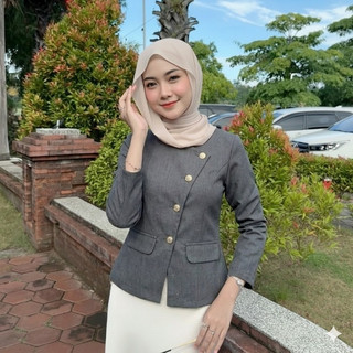 DAYCLO - Roman Tweed Blazer / Atasan Tweed Lengan Panjang Wanita - Vest Kemeja Semi Blezer Casual Outfit