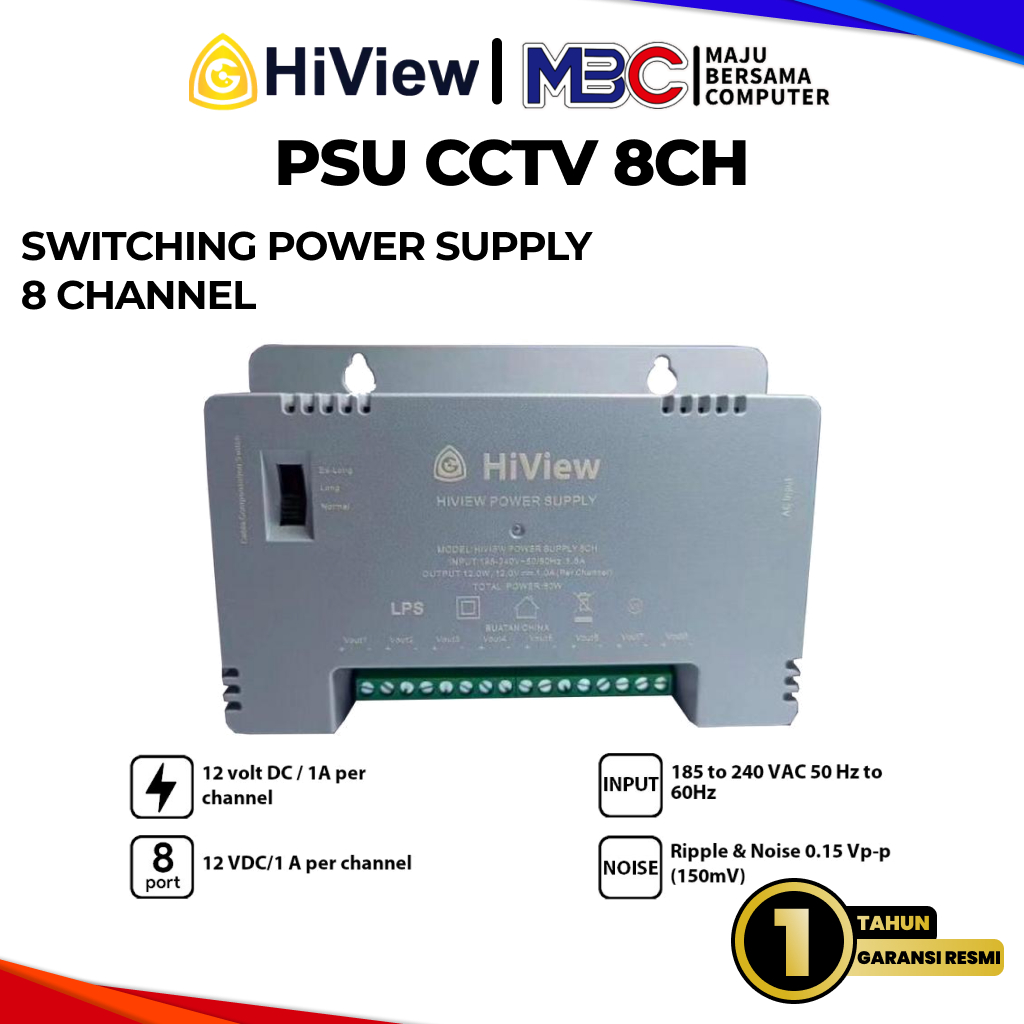 HiView 8CH 12V 96w 96 วัตต์ HIK-PSU-8CH กล้องวงจรปิด PSU - 12V 4 8 16 CH Channel Port Power Supply A