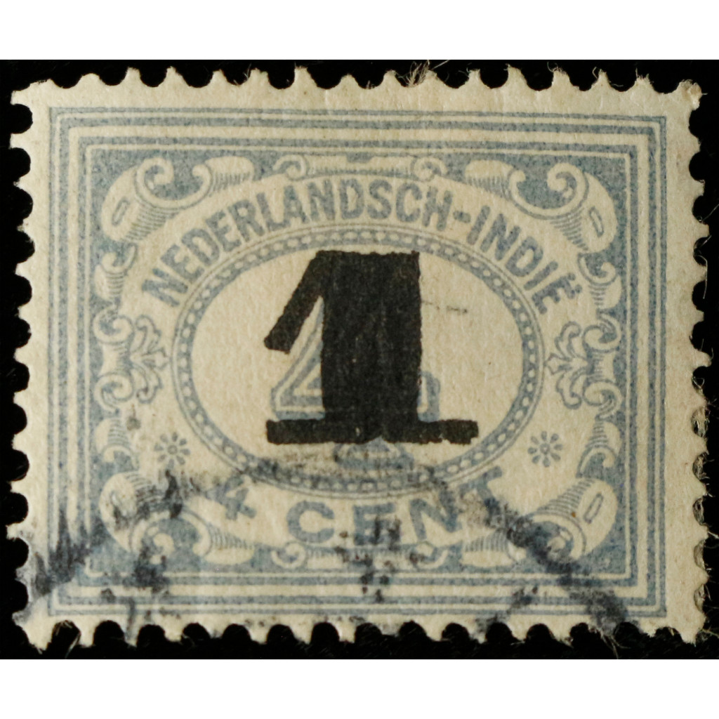 Dutch Hendia Stamp 1917 Middle Numeric 1 Cent Overprint 4 Cent