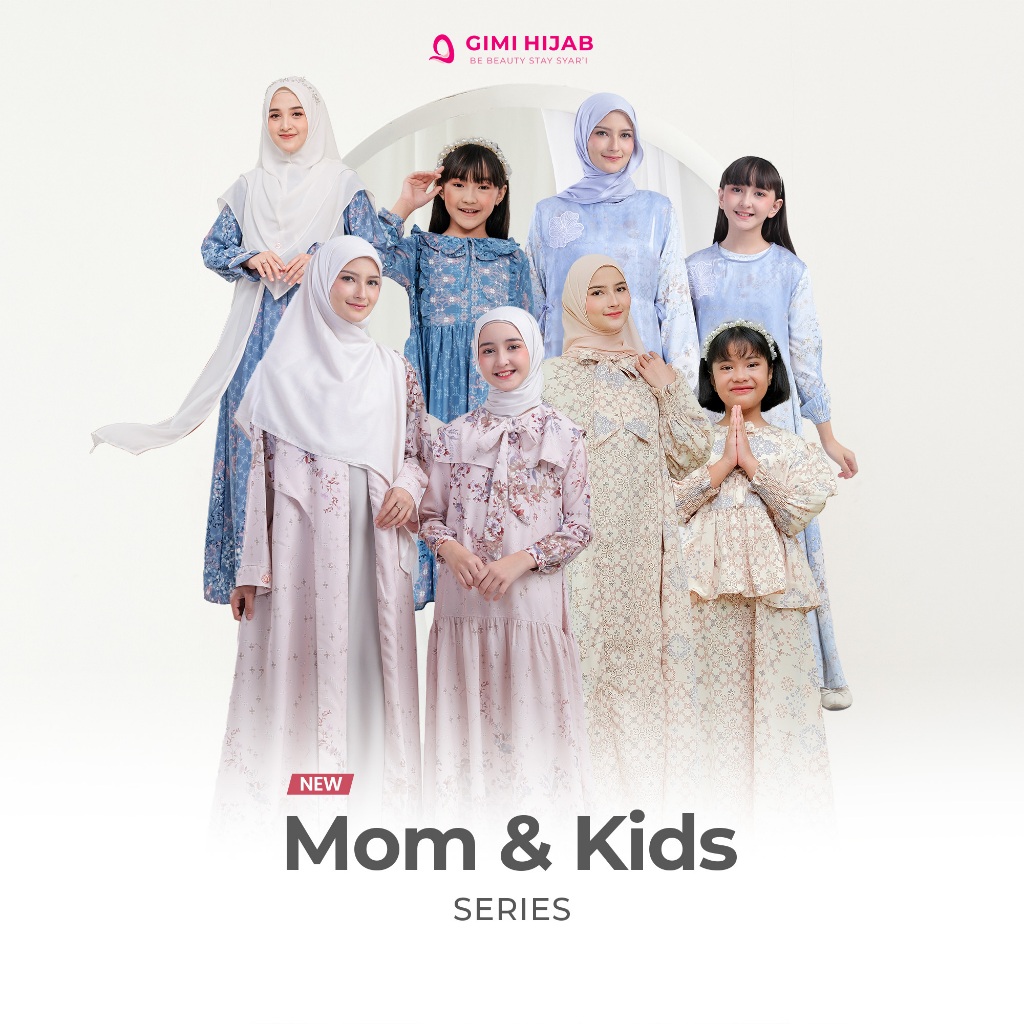 GIMI HIJAB – Couple Mom & Kids Abaya Set with Elegant Motifs – ชุดจับคู่สําหรับแม่และเด็กสําหรับช่วง