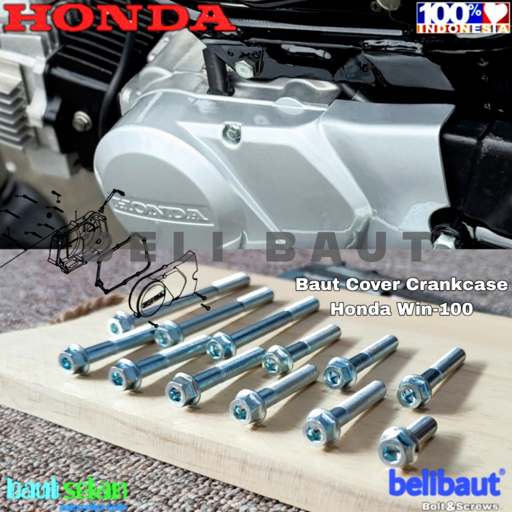 MESIN ชุดสลักเกลียวสําหรับขวาและซ้ายบล็อกเครื่องยนต์สําหรับ Honda WIN 100 โหมด 2 ปุ่มเหล็ก Hardnes K
