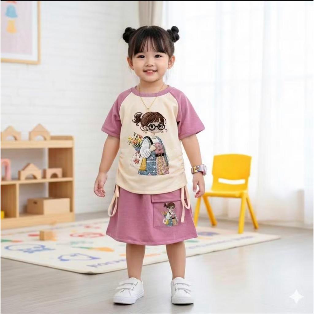 VIRAL MOTIF GIRLS SKIRT SET สําหรับ GIRLS AGED 1-7 ปี