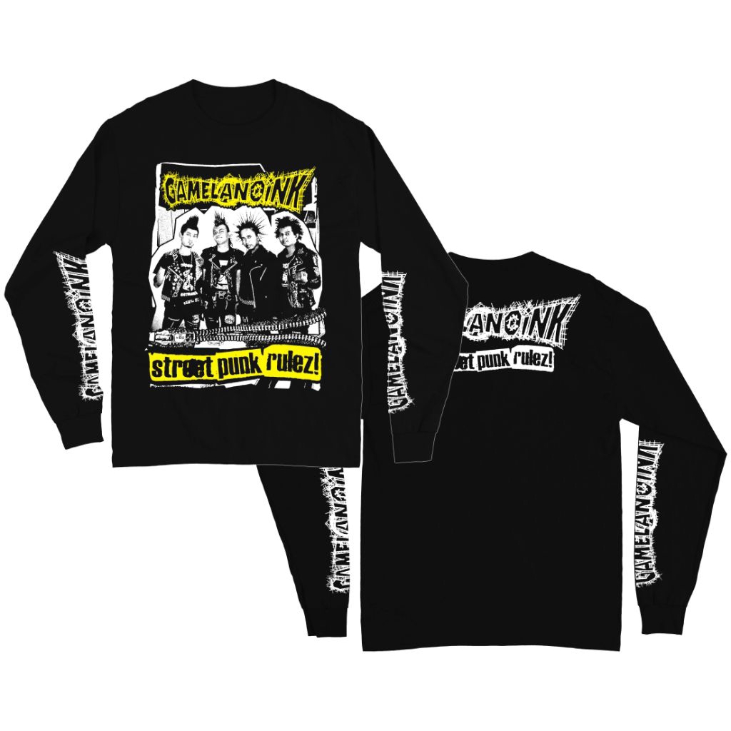 Gamelanoink Long Sleeve Punk Band T-Shirt - Street Punk Rulez สีดํา