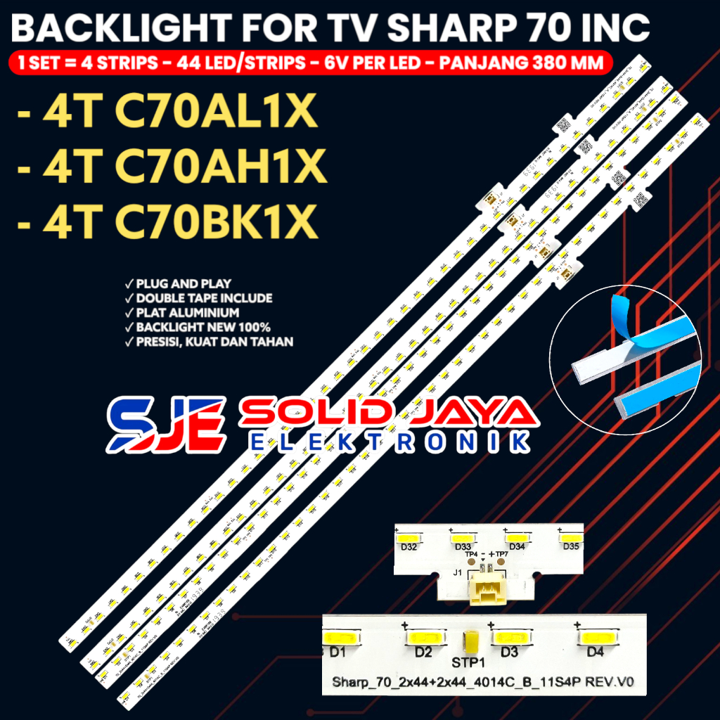 SHARP 70 INCH TV BACKLIGHT 4T-C70AL1X 4T-C70AH1X 4T-C70BK1X 4T LED BL LAMP 70_2X44_4014C REV.V0