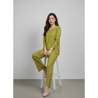2625 Setelan Polos Lengan 7/8 : One Set Celana Panjang : Homewear Set