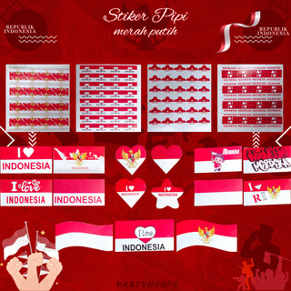 Sticker Pipi Bendera Merah Cutting [100pcs] | Stiker pipi Bahan Stiker Chrome | Tempelan Pipi Merah Putih