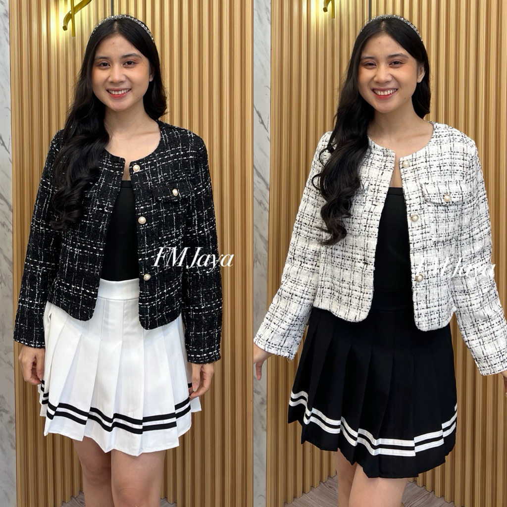 FM-G ผู้หญิง TWEED BLAZER 665 || FASHION WOMENS TWEED BLAZER TOP || IMPRT BLAZER TOP || พรีเมี่ยม TW