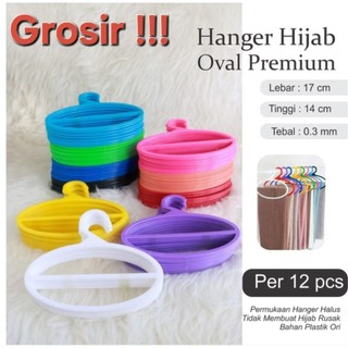 Hanger gantungan Jilbab Hijab Oval perlusin Premium Warna Lengkap
