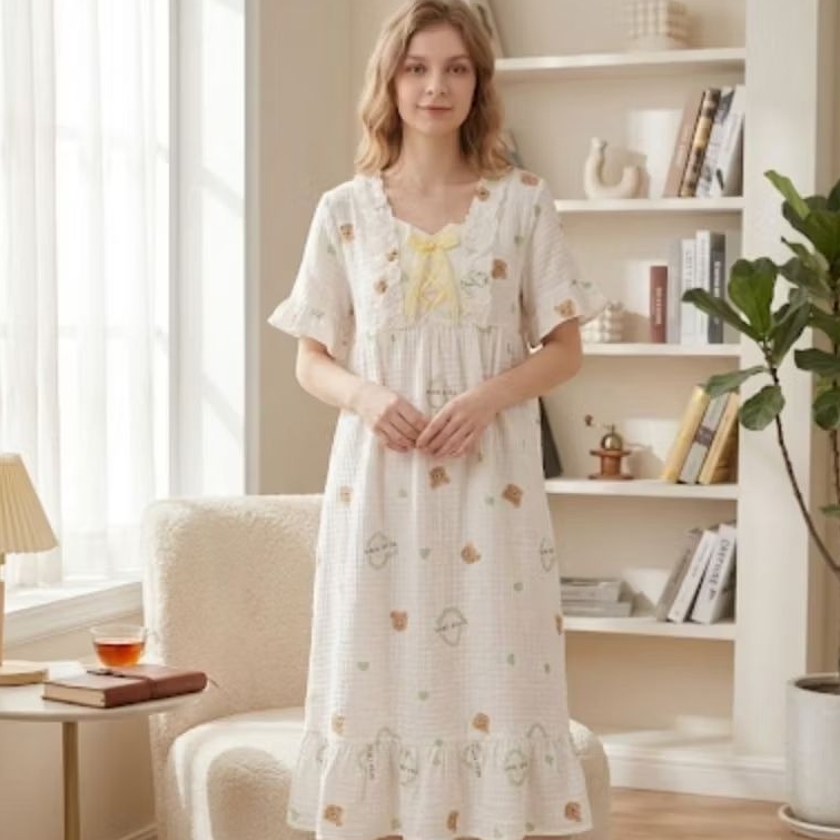 KATUN Bear Love Umpak Premium Imported Tissue Cotton Daster