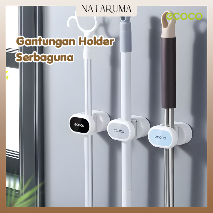 GANTUNGAN - ที่วางไม้ถูพื้น ECOCO - ที่วางผนังมัลติฟังก์ชั่นสําหรับไม้กวาด ไม้ถูพื้น ร่ม แท่งตรง