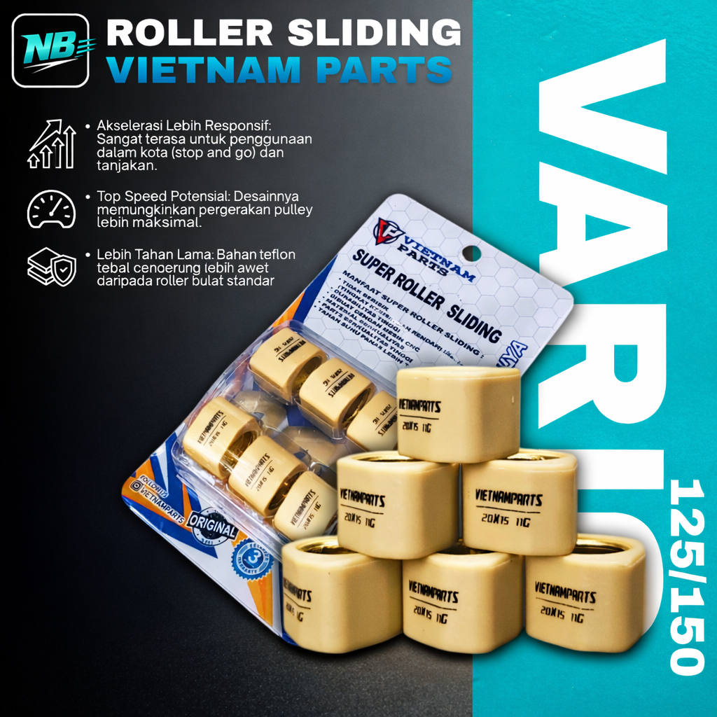 SUPER ROLLER SLIDING VARIO 125/150 PCX/STYLO 160 FLAT ROLLER VARIO STYLO 160 SLIDING ROLLER 1 ชุด 6 ชิ้น
