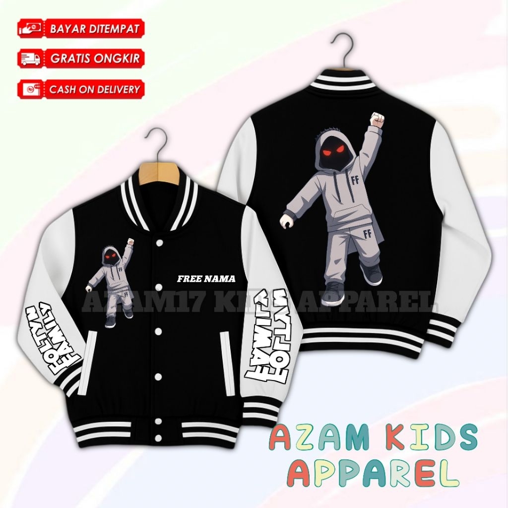 แจ็คเก็ต VARSITY KIDS BASEBALL JACKET FOLTYN FAMILY YOUTUBER ROBLOX ฟรีชื่อ / KIDS VARSITY BASEBALL 