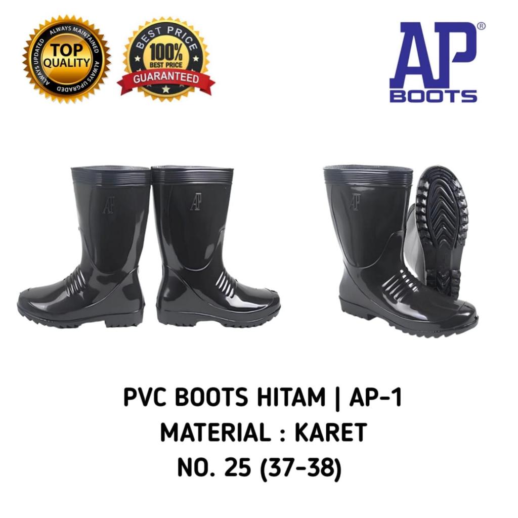 AP Boots AP 1 รองเท้า PVC สีดํา AP Boots AP 1 no 25 รองเท้ายาง PVC สีดํา กลางลูกวัวความสูงรองเท้าฝน 