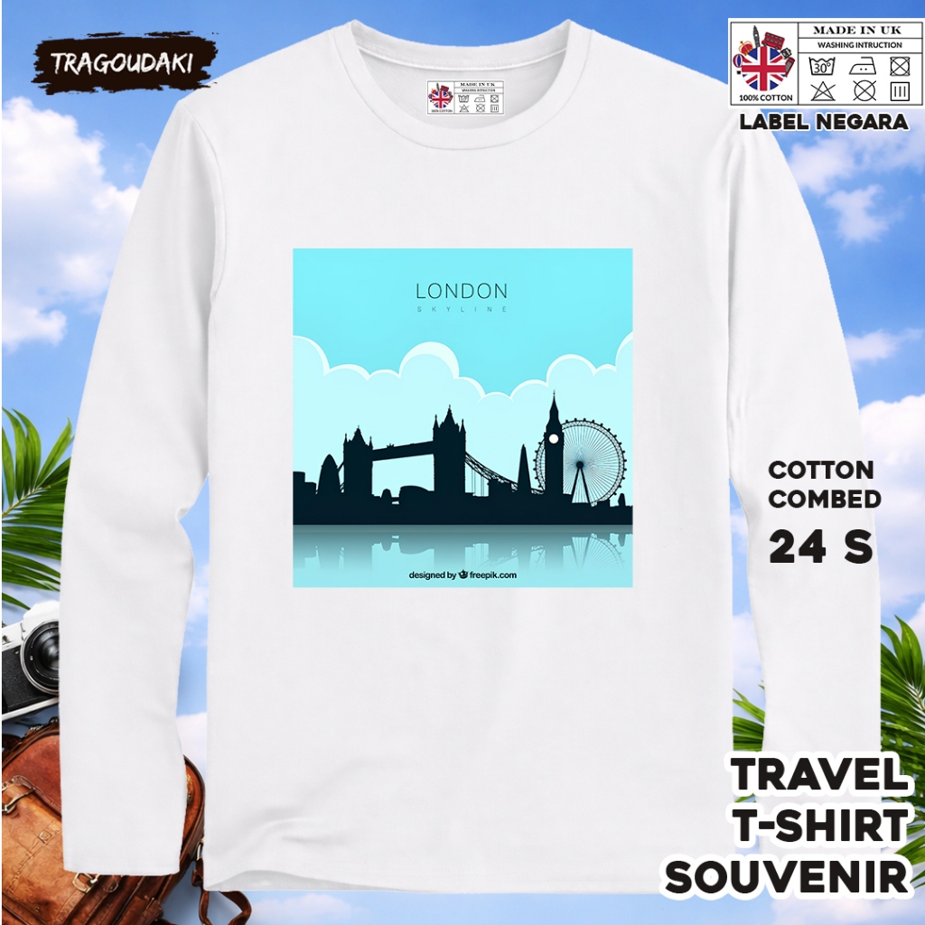 ENGLAND LONG-SLEEVED SOUVENIR เสื้อยืด 100 พร้อม ENGLAND COUNTRY TAG COTTON 24S ของขวัญพรีเมี่ยม SOU