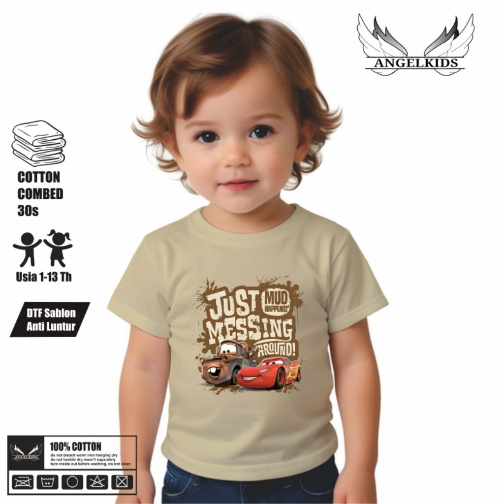 KATUN เสื้อยืดเด็กผ้าฝ้าย 30s พร้อมสกรีนการ์ตูน mqueen montif