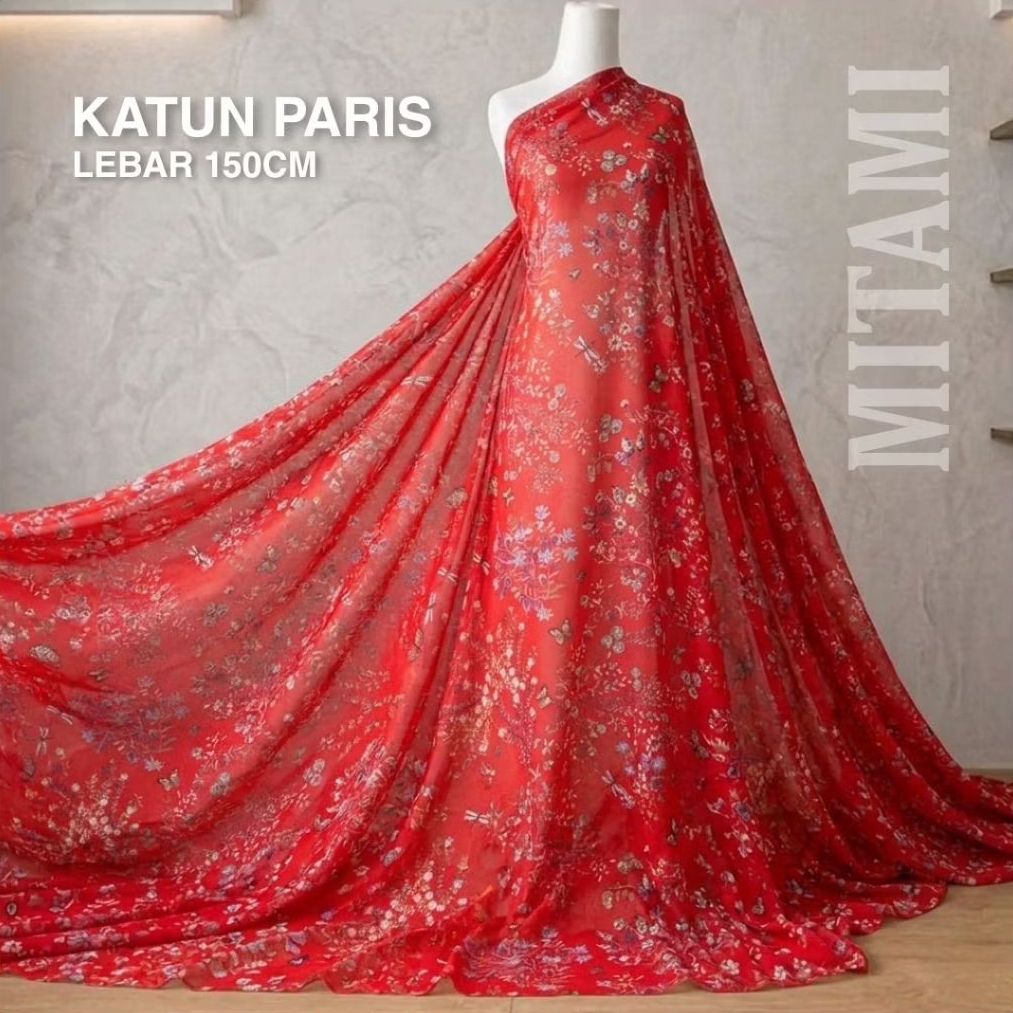KATUN MITAMI ผ้าคอตตอนปารีสลายดอกไม้ วัสดุเนื้อนุ่ม (ราคาต่อ 0.5)KYT