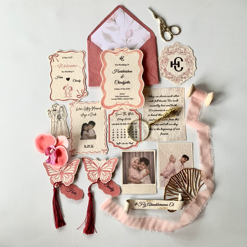 Keepsake Wedding Series คําเชิญงานแต่งงานงานแต่งงานที่กําหนดเองการ์ด Vows Sangjit