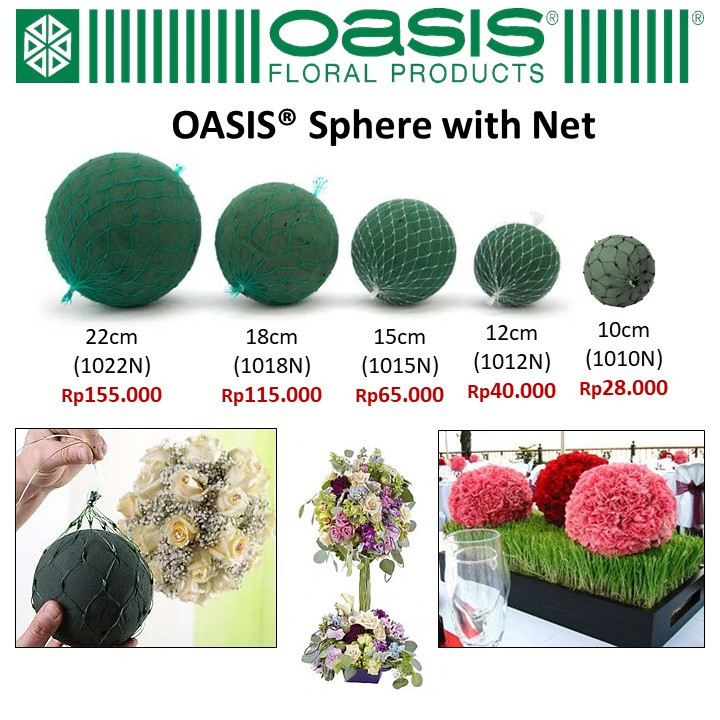OASIS ทรงกลมพร้อมสุทธิ 12 ซม. 1012N โฟมรอบดอกไม้ Oasis กลมเปียก Original ดอกไม้โฟมทรงกลม 12 ซม.