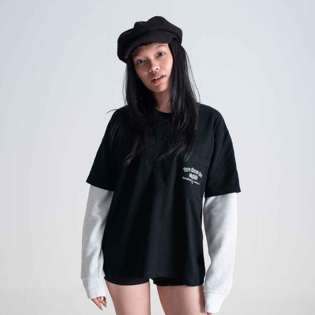 2TIMESTOO Studio Double Layered Waffle - Jet Black/White