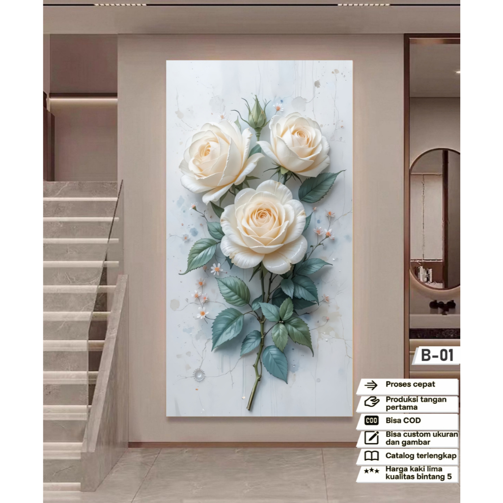 สติ๊กเกอร์ติดผนังดอกไม้ 3D สําหรับ LIVING ROOM, 3D FLOWER WALLPAPER สําหรับห้อง, สติ๊กเกอร์