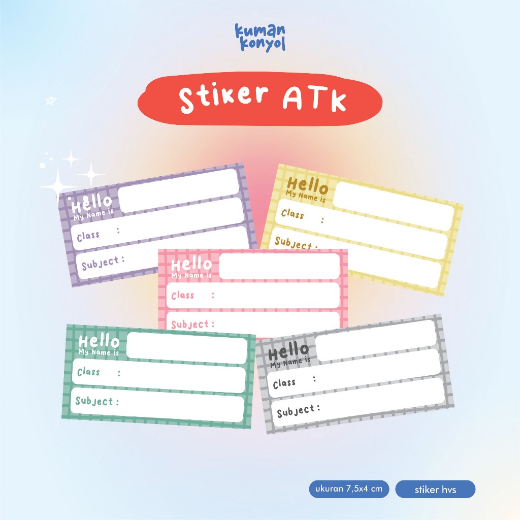 PLAIN CANDY NAME STICKERS - LESSON BOOK STICKERS - SCHOOL BOOK NAME LABELS - CUTE NAME LABELS - CUTE
