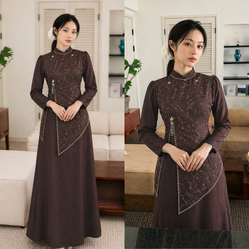 Ajeng Dress Gamis Janggan Eid Aden Satin Silk Velvet Premium Mix Brocade