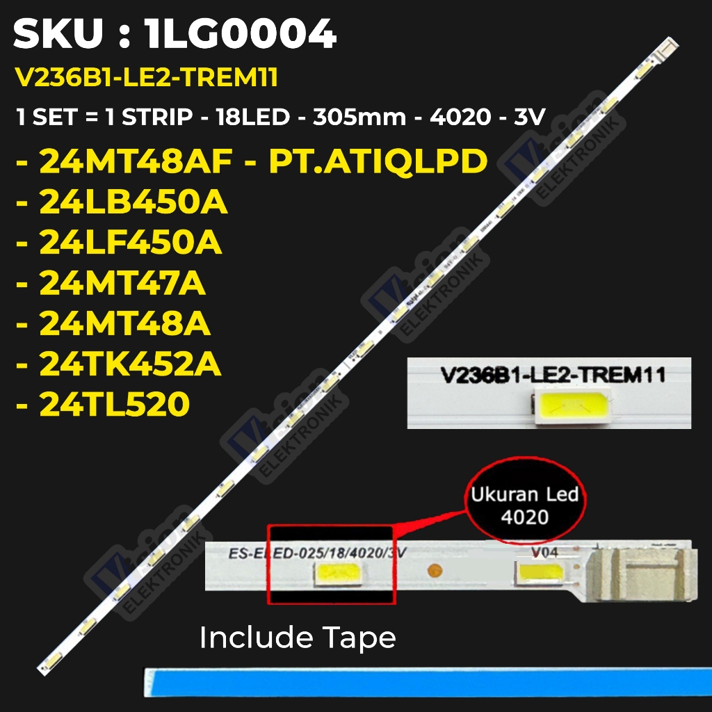 LG 24 นิ้ว TV Backlight 24MT48AF-PT.ATIQLPD 24LB450A 24LF450A 24MT47A 24MT48A 24TK452A 24TL520A V236