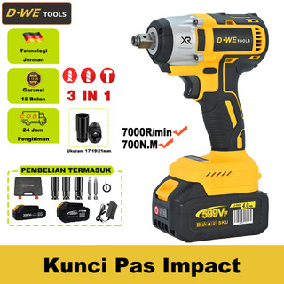 D•WE New Cordless Impact Wrench Brushless 700N impact baterai wrench Mobil Mesin Bor Untuk Baut Garansi 1 Tahun