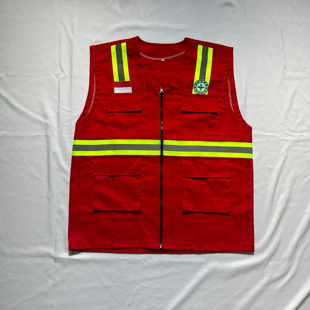 MERAH Safety first shirt/k3 Vest/เสื้อกั๊กสนามโครงการสีแดง