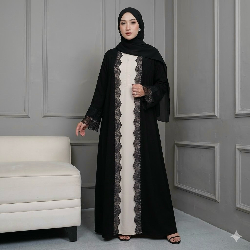 Abaya fursan ลูกไม้ cantyli svaroski