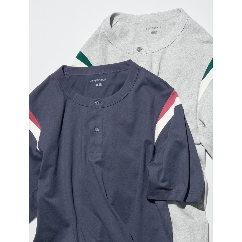 เสื้อยืด JASTIP UNIQLO x JW ANDERSON HENLEY COLLAR