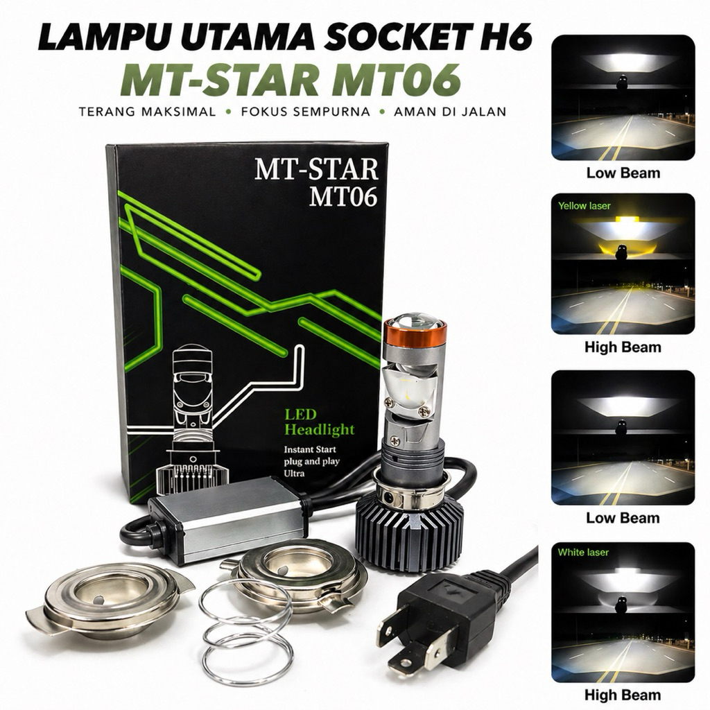 CAHAYA H6 H4 S2 MT STAR MT06 HEADLIGHT SOCKET - MINI PROJECTOR BILED LIGHT