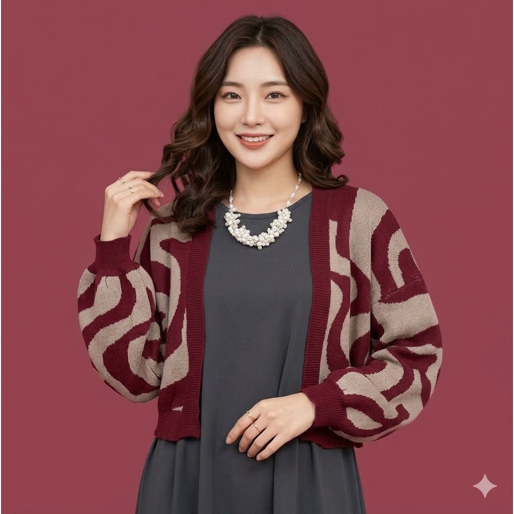 REUMI BAWWEL CROP TOP COMPUTER KNIT MATERIAL CARDIGAN TOP