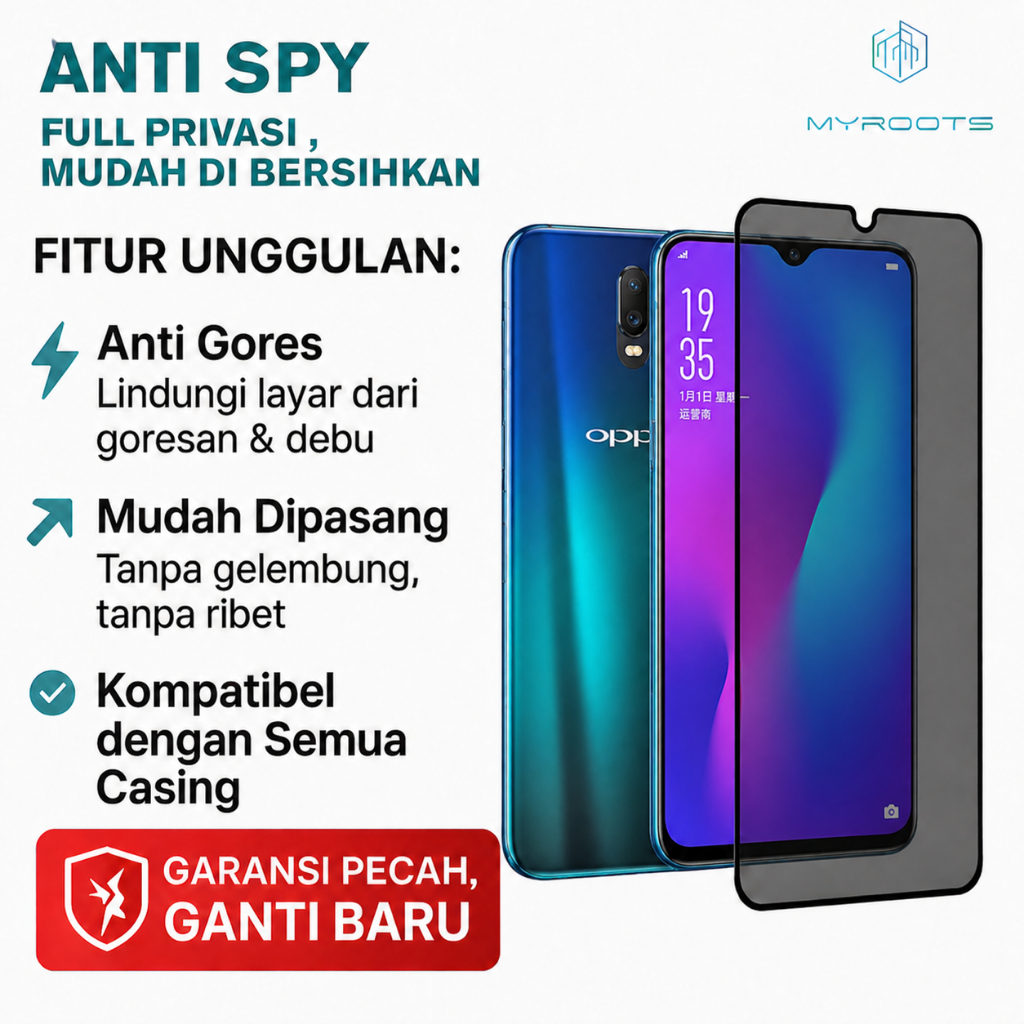 Myroots กระจกนิรภัย Anti Spy Oppo R17 Pro R17 F19 Pro + Plus F19 Pro F19 F17 Pro F17 F15 F11 Pro F1 