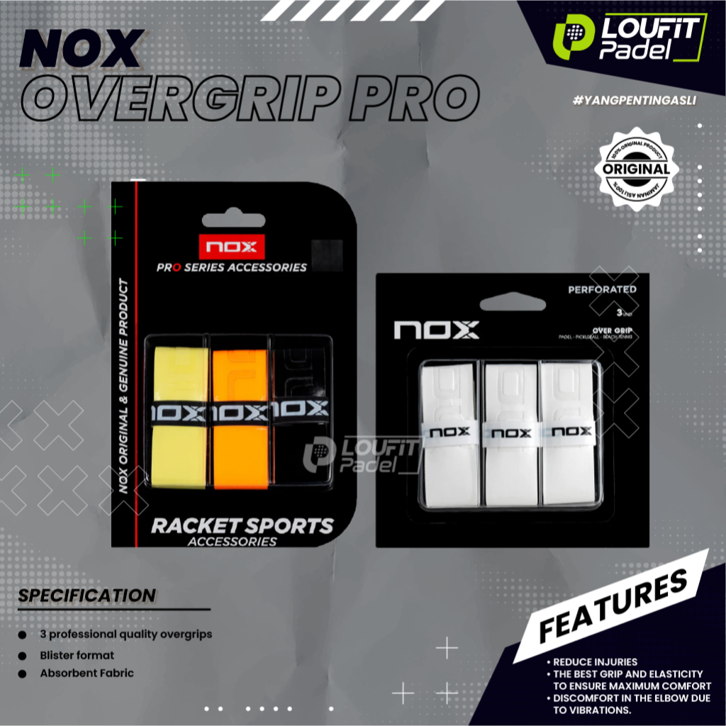 NOX PRO COLORS OVERGRIP / GRIP CKET PADEL OVERGIP NOX ORIGINAL MIX COLOR (CONTENTS 3 ชิ้น)