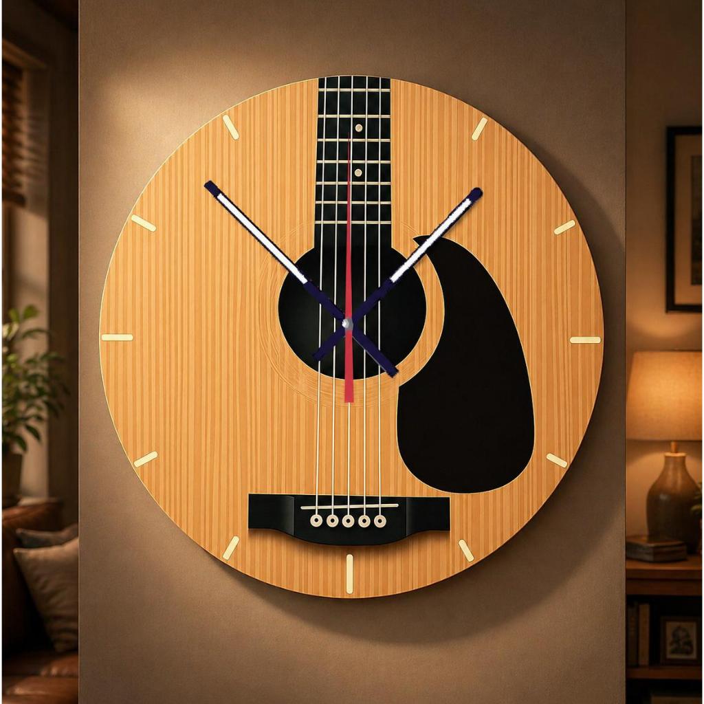 ARYASTORE.ID AR07Aesthetic Wall Clock with Guitar Motif,ตกแต่งห้องนอนและห้อง, Home Sweet Home