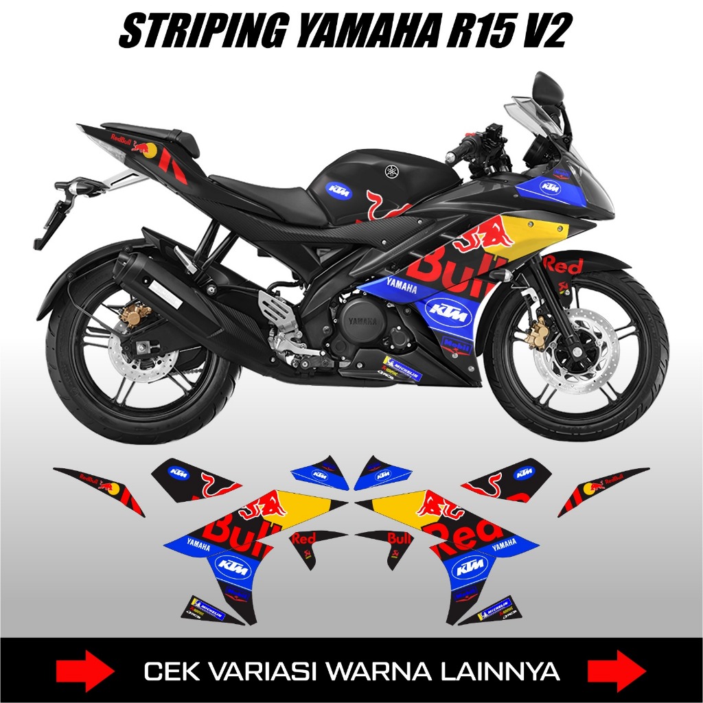 YAMAHA R15 V2 STRIPING STICKER / R15 V2 MOTORCYCLE BODY DECAL STICKER / สต็อก DECALS