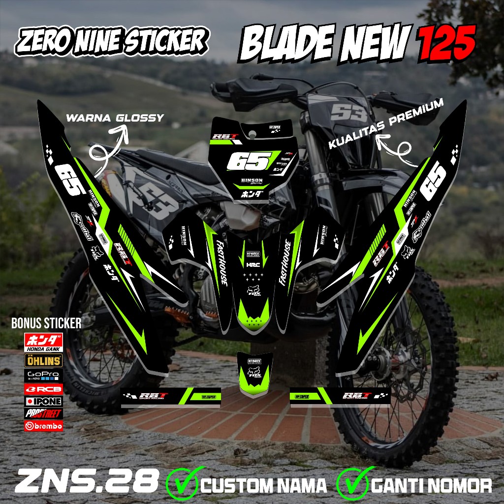 สติ๊กเกอร์ RBT BLADE ใหม่ 125 มอเตอร์แบบกําหนดเอง RBT BEBEK MODIF YZ CRF KLX KX KTM RBT DESIGN ZNS.2