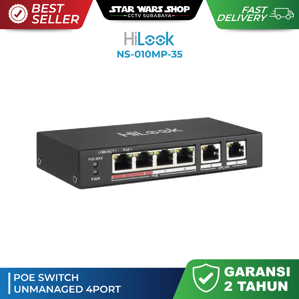 SWITCH POE HILOOK NS-0106MP-35 UNMANAGED POE SWITCH 4PORT