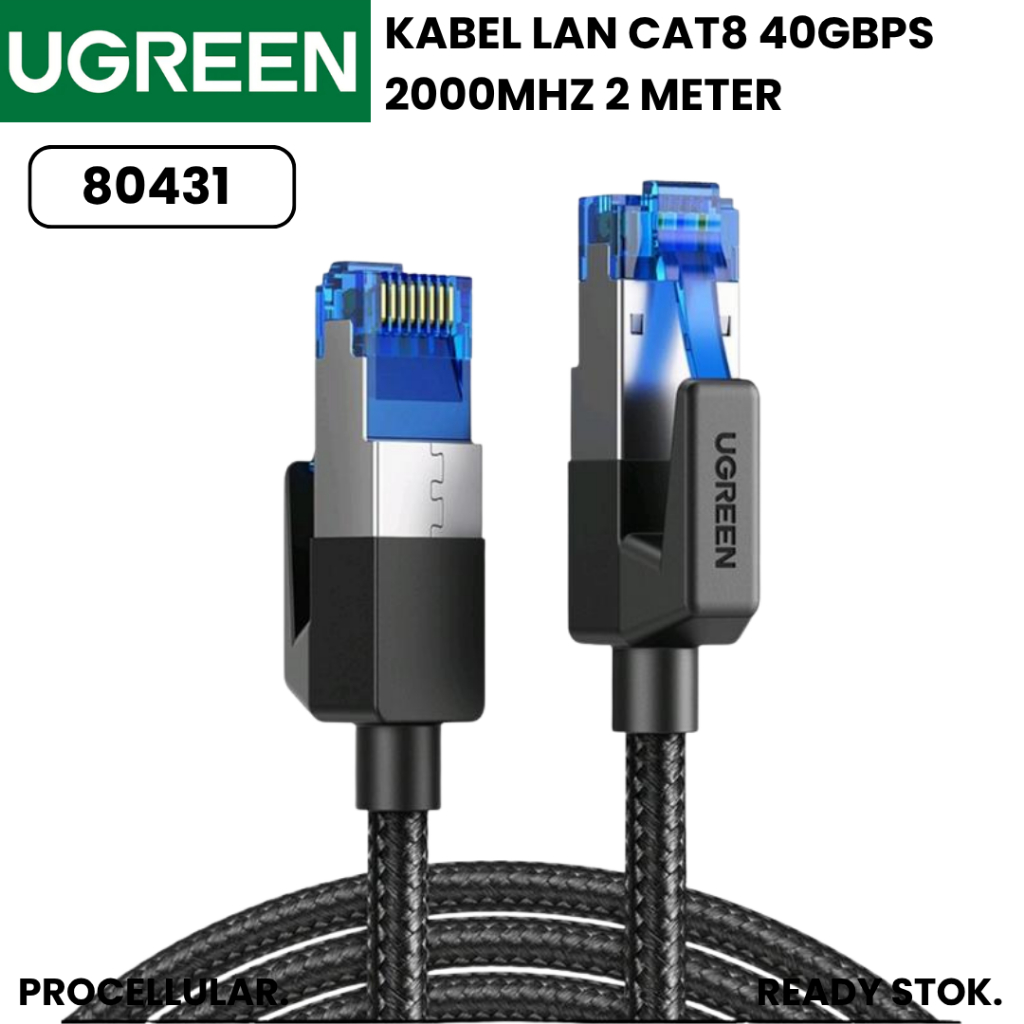 Ugreen Cat8 Ethernet RJ45 สาย LAN รองรับเครือข่าย Faster 25Gbps 80431