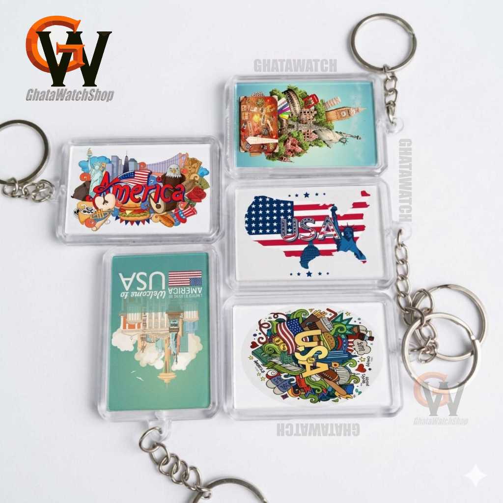 GANTUNGAN AMERICAN COUNTRY ACRYLIC KEYCHAIN SOUVENIRS [PICTURE]