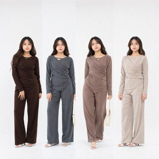 Gaby Oneset Setelan Kulot Wanita Baju Muslim Bahan Knit Reguler & Bigsize Nyaman Fleksibel